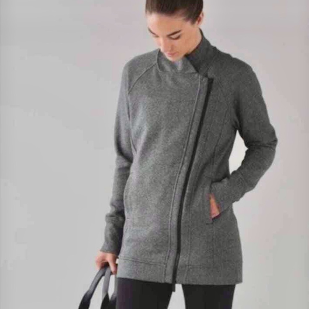 Lululemon Back to It wrap Asymmetrical fleece Zip jacket heather gray